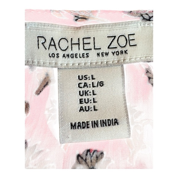 Rachel Zoe pink and white floral print top with bell sleeves size L - Picture 6 of 6